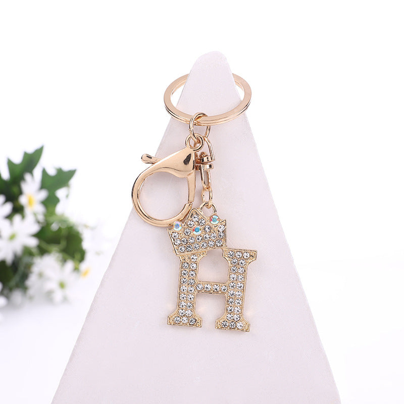 Wholesale Zinc Alloy Alphabet Rhinestone Keychain